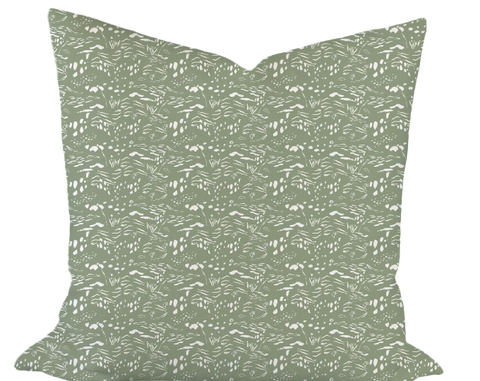Sand & Sea in Green Custom Pillow