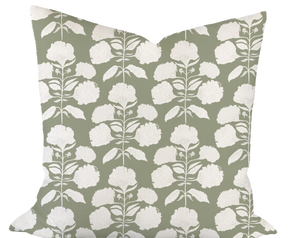 Hydrangea Bloom in Salt on Sage Custom Pillow