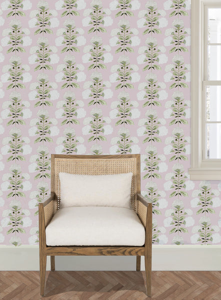 Hydrangea Bloom in Garden on Blush- Wallpaper
