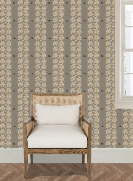 Shell Stripe in Surf- Wallpaper