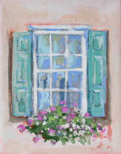 Peony Window- 8x10, Comes Framed