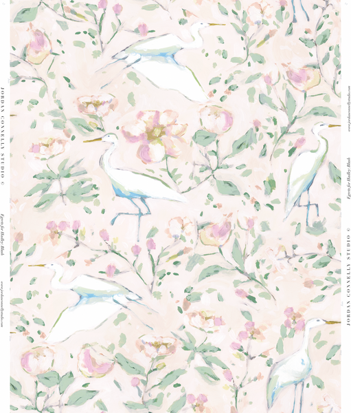 Egrets for Hadley in Blush- Wallpaper