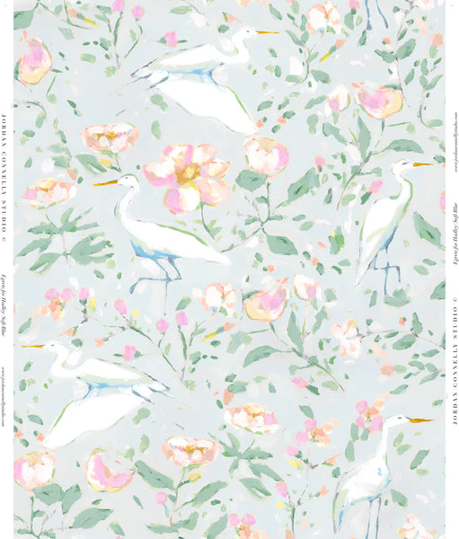 Egrets for Hadley in Soft Blue- Fabric