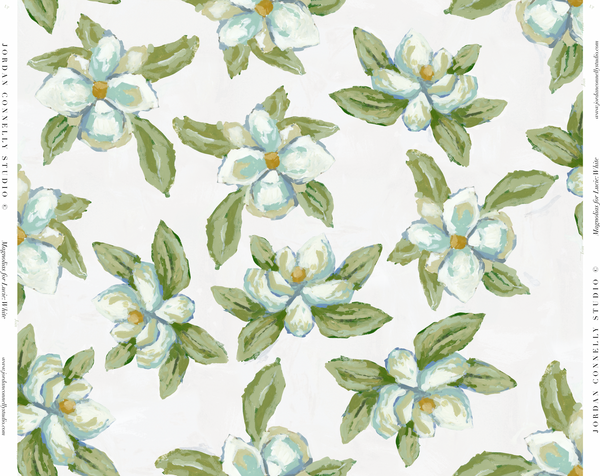 Magnolias for Lucie in White- Wallpaper