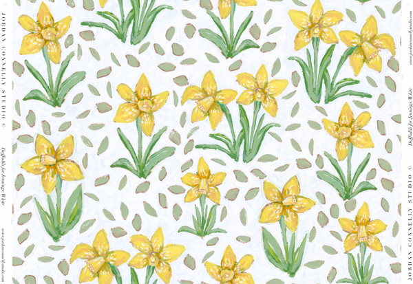 Daffodils for Jennings in White- Wallpaper