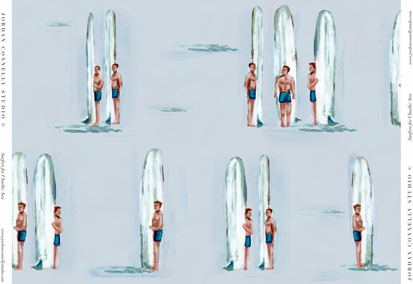 Surfers for Charlie in Sea- Wallpaper