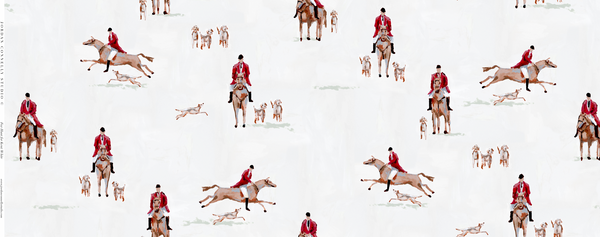 Fox Hunt for Kent in White- Fabric
