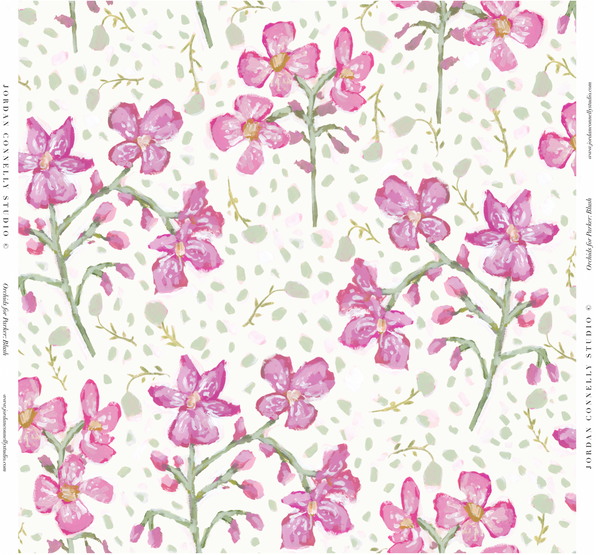 Orchids for Parker in Cream- Wallpaper