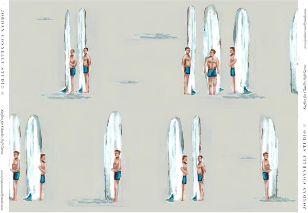 Surfers for Charlie in Soft Green- Fabric