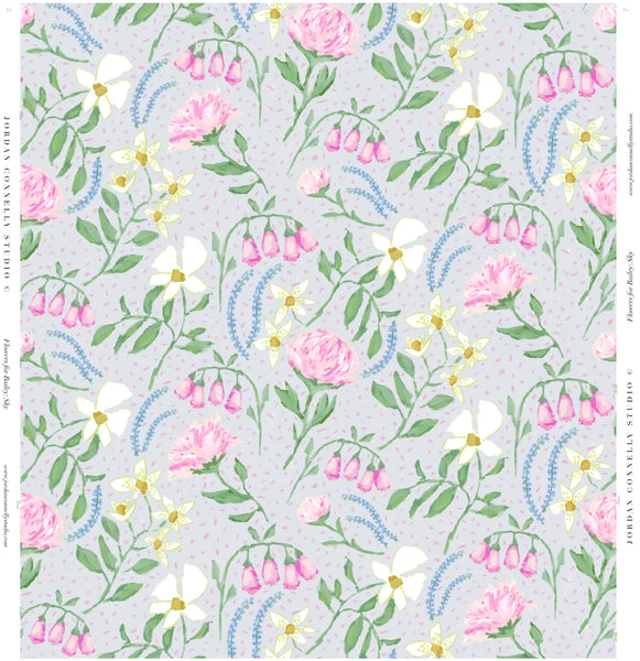 Flowers for Bailey in Sky- Fabric