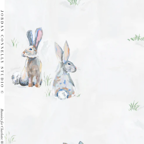 Bunnies for Charlotte in White- Fabric