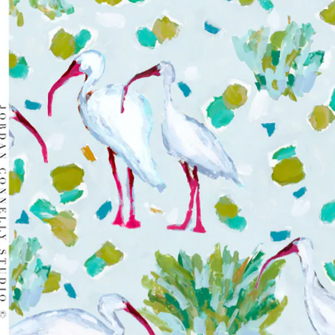 Ibises for Tucker in Sky- Fabric