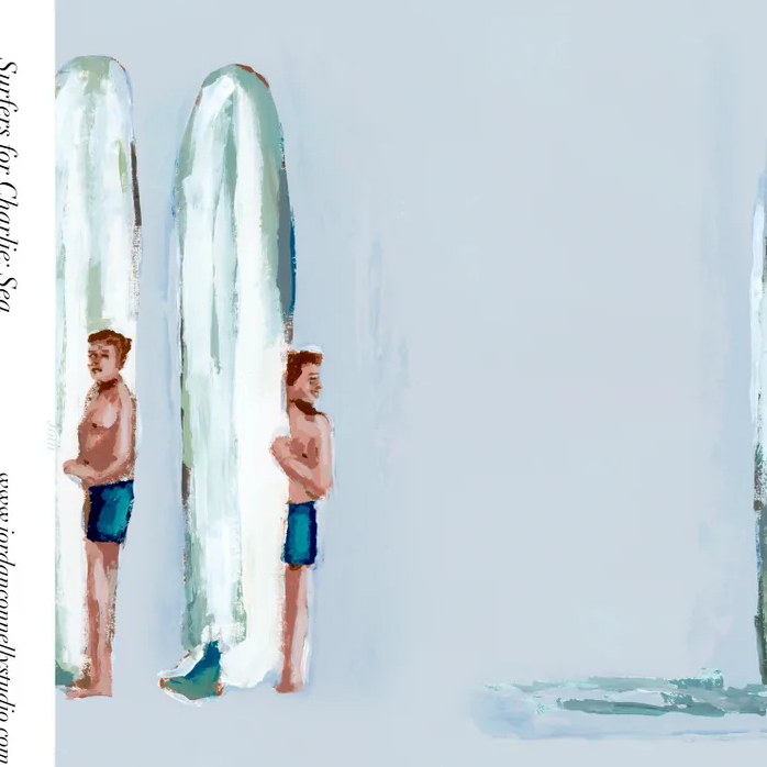 Surfers for Charlie in Sea- Fabric
