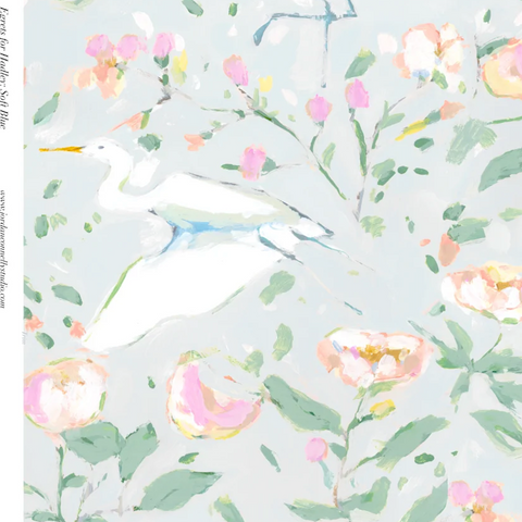 Egrets for Hadley in Soft Blue- Fabric