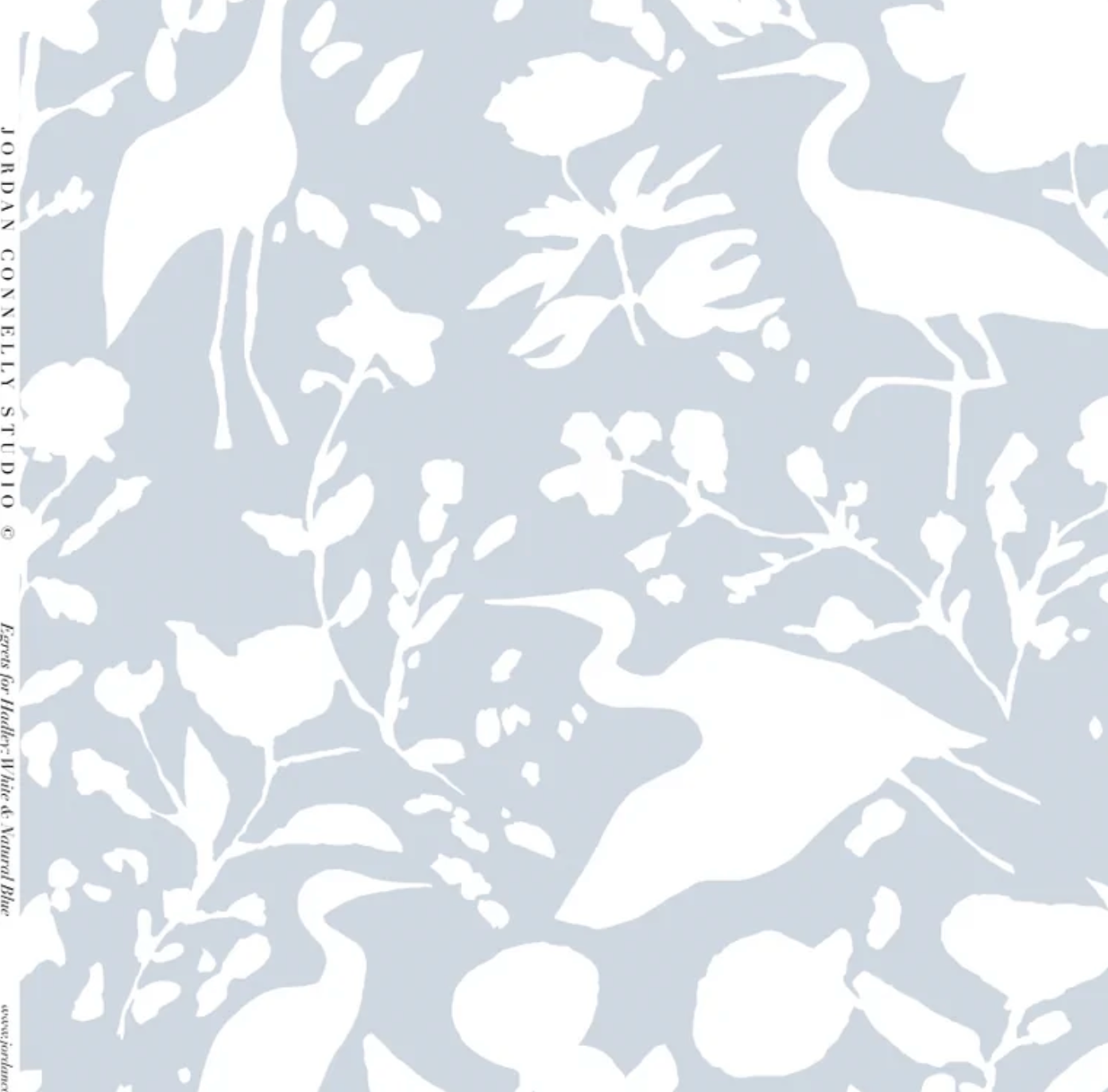 Egrets for Hadley in White & Natural Blue- Fabric