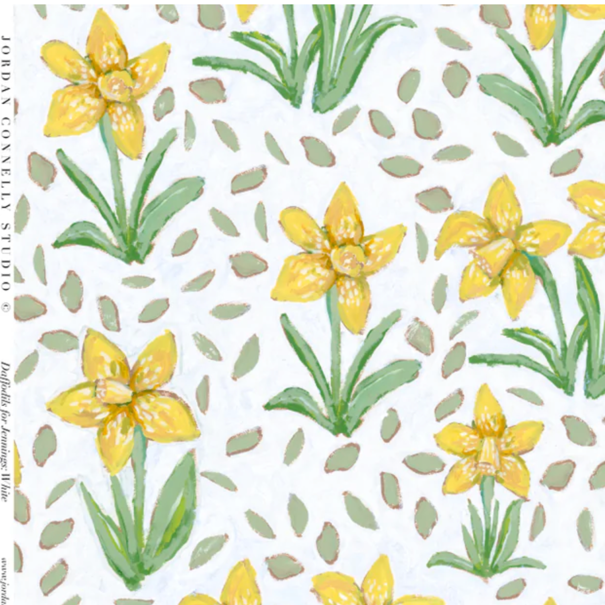 Daffodils for Jennings in White- Fabric