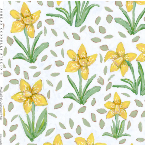 Daffodils for Jennings in White- Fabric