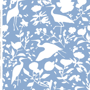 Egrets for Hadley in White & Cornflower- Fabric