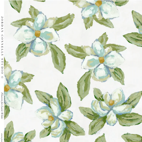 Magnolias for Lucie in White- Wallpaper