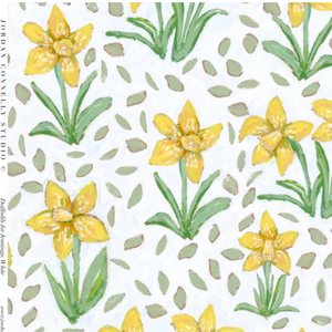 Daffodils for Jennings in White- Wallpaper