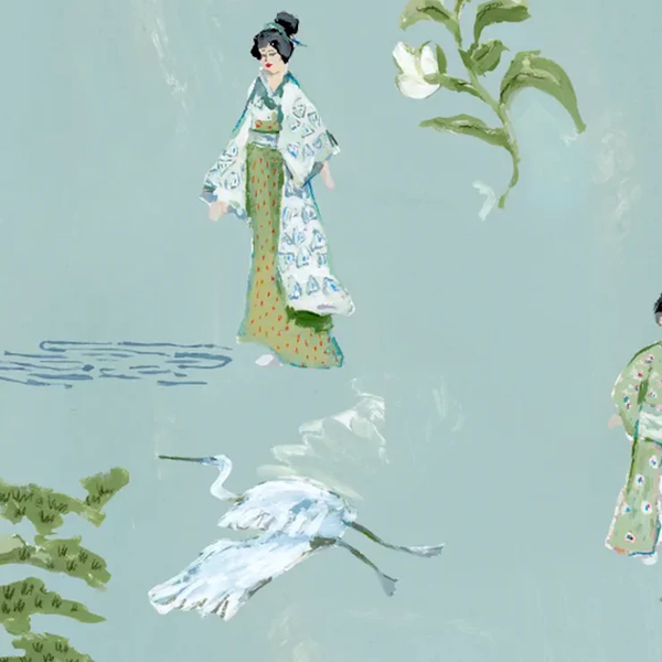 Bettie in Blue-Green- Wallpaper
