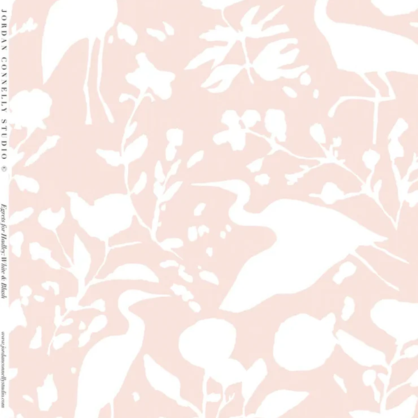 Egrets for Hadley in White and Blush- Wallpaper
